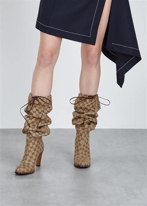 gucci monogram canvas|Gucci monogram thigh high boots.